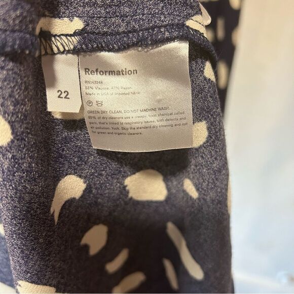 Reformation Bea Paint Splatter Spot Navy Blue MIDI Skirt - Picture 7 of 10